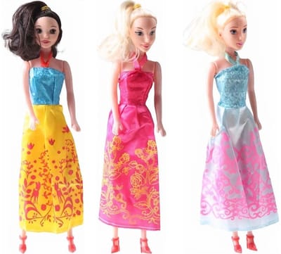Budget - Prinsessen Poppenset - Lengte 28 cm. - Voordeelset 3 Stuks