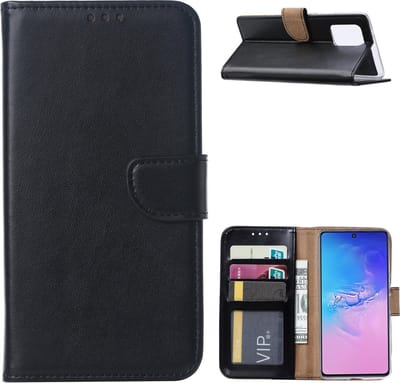 Hoesje Geschikt Voor Samsung Galaxy S10 Lite (2020) Hoesje met Pasjeshouder - Zwart