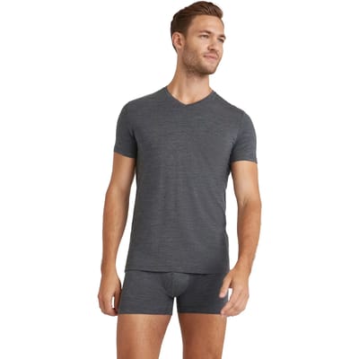 FALKE Daily ClimaWool V Neck sneldrogend wol lyocell top van onderlaag heren grijs - maat XL