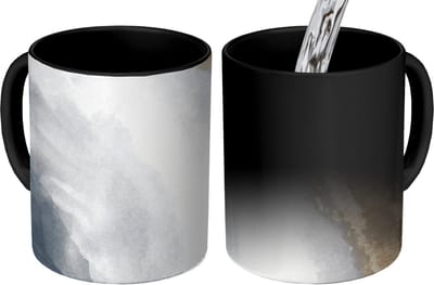 Magische Mok - Foto op Warmte Mokken - Koffiemok - Abstract - Verf - Goud - Zwart - Marmer - Magic Mok - Beker - 350 ML - Theemok