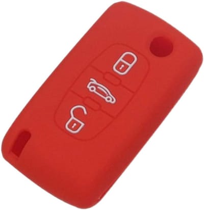 Siliconen Autosleutelhoes voor Peugeot en Citroën - Bescherming, Stijl en Duurzaamheid - Rood, 3 Knoppen