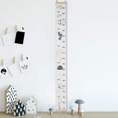 Dailygoody - Kid Meetliniaal - Dierpatroon Muursticker - Creatieve Decoratie - 200x21cm - Hoogte Meten - Schattige Kinderkamer Decoratie - Geschikt vo...
