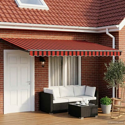 vidaXL - Handbediende - luifel - met - LED's - Oranje, - Bruin, - Anthraciet - 4 - × - 3 - m