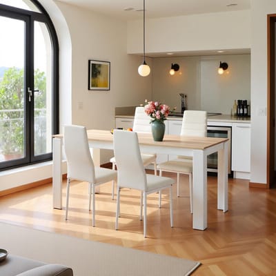 Eetkamerset Tafel met 4 Stoelen Rechthoekig 160 cm Eikenlook en Wit