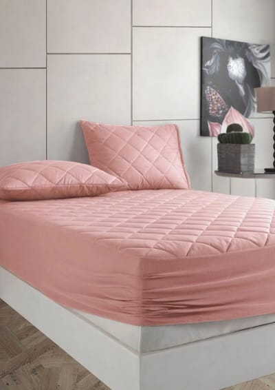 De Linde Home 2-in-1 Waterdichte Matrasbeschermer & Hoeslaken - Waterdicht Matrasbeschermer - 180x200 cm - Roze - 100% Katoen - Gewatteerde Matrasbeschermer - Fitted - Elastische Hoeken tot 40 cm - Wasbaar & Duurzaam - Incontinentie