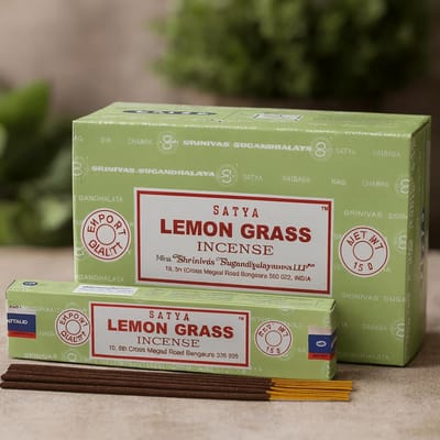 Satya citroengras wierook - lemongrass - wierookstokjes - doos 12 pakjes van 15 gram