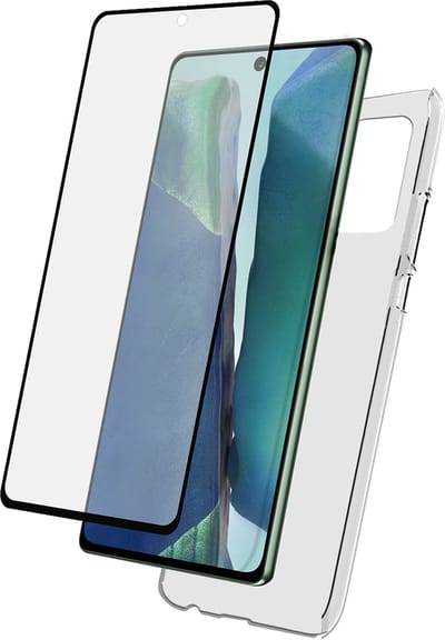 Bigben Connected, Hoesje geschikt voor Samsung Galaxy Note20 - TPU Anti-Shock Set met 9H Tempered Glass, Transparant