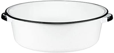 15 qt Graniet Ware Schotelpan met Handvatten - Wit