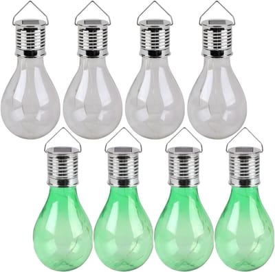 Solar sfeer tuin hanglamp - 8x stuks - groen en wit - kunststof - 15 cm