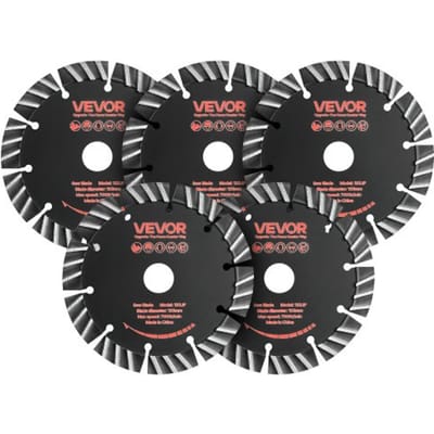 VEVOR 5 stuks diamantslijpschijven 133 mm, diamantzaagbladen met een boring van 20 mm en een segmenthoogte van 13 mm, max. 7000 tpm diamantslijpschijven voor droog/nat zagen, slijpschijf voor beton, metselwerk en steen.
