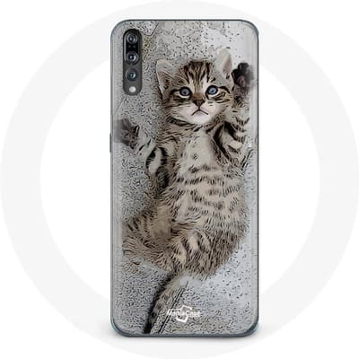 Coque - Huawei - P20 - Souple - Gris - Chaton Bengal mignon