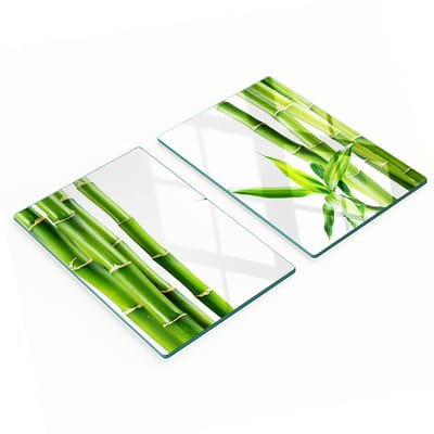 Set van gehard glazen snijplanken met bamboepatroon, 2x40x52 cm