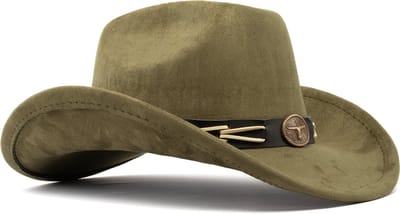 KIMU® Cowboyhoed Mosgroen Gevlochten Band - Verstelbaar t/m Maat 59 - Mosgroene Cowboy Western Hoed Dames Heren - Cowgirl Groen Yellowstone Festival