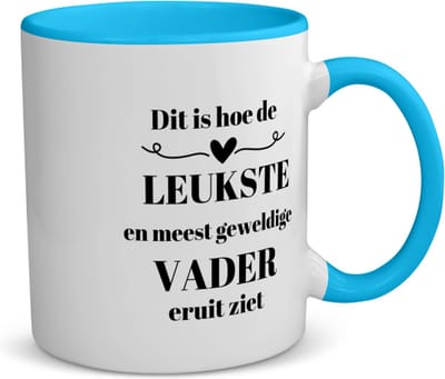 Akyol - dit is hoe de leukste en meest geweldigste vader eruit ziet koffiemok - theemok - blauw - Papa - meest leukste vader - vader cadeautjes - vaderdag - verjaardag - geschenk - kado - vader artikelen - 350 ML inhoud