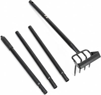 Onkruidtrekker Lange Steel - Wiedgereedschap Schoffel - Onkruid Verwijderen - 4-Tandige Cultivator - 125 cm - Zwart