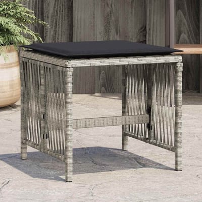 vidaXL - Tuinkrukken - 4 - st - met - kussens - 41x41x36 - cm - poly - rattan - lichtgrijs