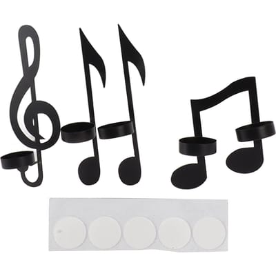 4 Stuks Unieke IJzer Zwarte Muzieknoot Wandkandelaar Kaarsenhouder Wandmontage Hangende Theelichtkaars black