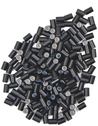 4,0 * 2,8 * 6,0 mm koperen buis micro link kralen met siliconen gevoerde micro ring haarkralen voor I-tip haarextensies (200 stuks zwart)