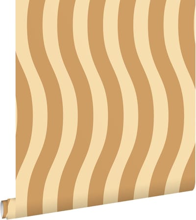 ESTAhome behang golvende strepen bruin en geel - 50 x 900 cm - 132134