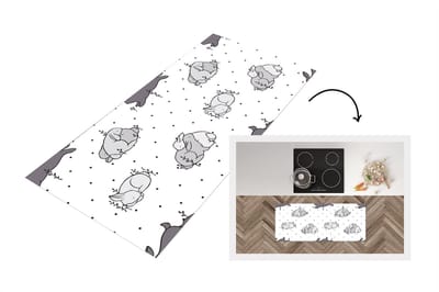 Keukenloper - Loper keuken - Konijnen - Dieren - Slaap - Kinderen - Patronen - 120x50 cm - Keukenloper vinyl