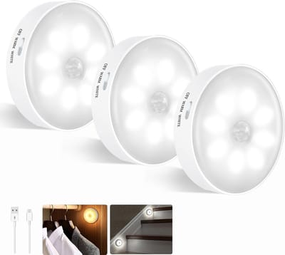Bewegingssensor Nachlampjes Set van 3 - Oplaadbaar LED met Warm en Koel Wit Licht voor Trappen en Kasten