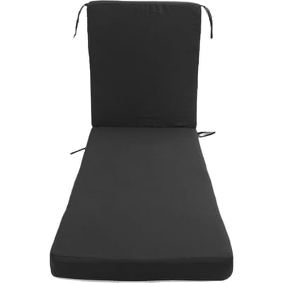 Coussin de Chaise Longue avec Liens Amovible Imperméable Résistant à la Décoloration Coussin de Remplacement pour Transat de Plage Patio Extérieur noir