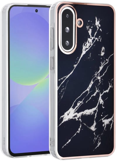 TPU Back Cover hoesje - Marble Zwart Print - Geschikt voor: Samsung Galaxy A36