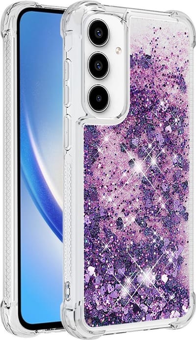 Coverup Hoesje - Geschikt voor Samsung Galaxy A35 Hoesje - Coverup Liquid Glitter Back Cover - Paars