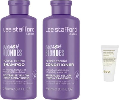 Lee Stafford - Blondes Purple - Toning Shampoo - 250 ml + Conditioner 250ML + WILLEKEURIG Travel Size