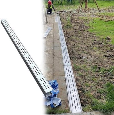 Drainageset Roestvrijstaal - Waterafvoer Systeem - Buitenruimte Beheer - Antislip Rooster - 100 cm Lengte - Zilver