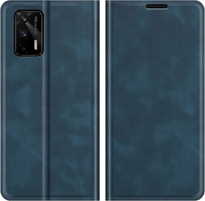 Just in Case hoesje geschikt voor Realme GT - Hoesje met Pasjeshouder - Luxe Book Case - Blauw