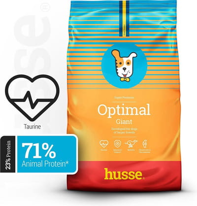 Husse Optimal Giant - Hondenvoer Droog, Hondenbrokken, Droogvoer, Hondenvoeding - 100% Natuurlijk - 2 x 12 kg