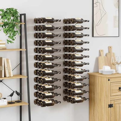 vidaXL - Wijnrekken - 2 - st - voor - 36 - flessen - wandmontage - ijzer - wit