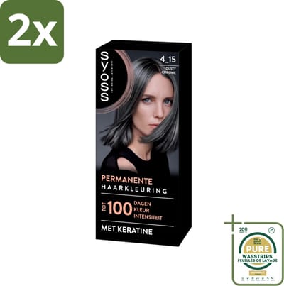 SYOSS - Coloration 4-15 Dusty Chrome - Haarverf - Grijsdekking - Vermindert Haarbreuk - Voordeelverpakking - 2 stuks - Blond - Grijsdekking