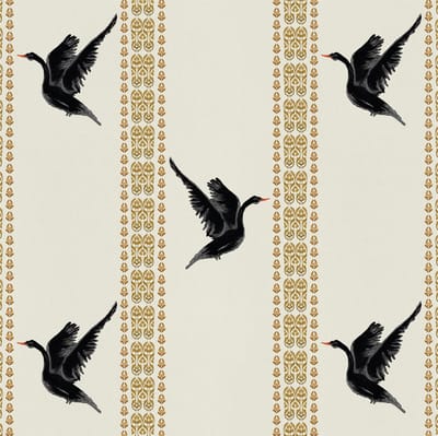 Behang Black Swan gebroken wit