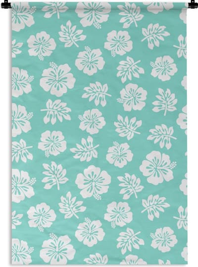 Wandkleed - Wanddoek - Hawaii - Hibiscus - Bloem - Patronen - 60x90 cm - Wandtapijt