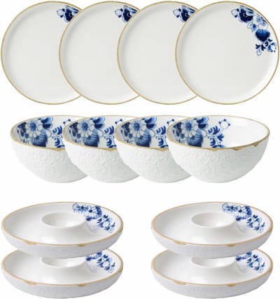 Heinen Delfts Blauw | Blauw Vouw Italiaanse avond | 3-delig | 4 pers.