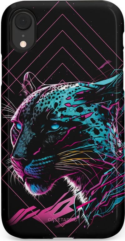 Casetastic hoesje geschikt voor Apple iPhone XR - Dubbellaagse bescherming - Neon Jager - Fashion Case - Zwart Petrol