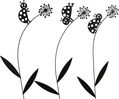 Tuinsteker Bloem Kever - Tuindecoratie Metaal - Tuin Versieren - Speelse Vrolijke Look - 32 x 59 cm - Zwart