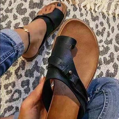 Sandalen voor Dames Orthopedische Hallux Valgus Corrector Pantoffels Leer Ring Teen Sandal Comfortabel Platform Platte Dames Schoenen s 43 38 brown