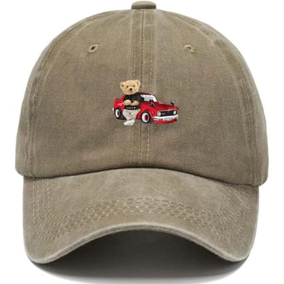 Personaliseer Vintage Gewassen Katoenen Baseballpet Mannen Teddybeer Patroon Mode Hoeden Papa Cap Verstelbaar Casual Dagelijkse Rijpet