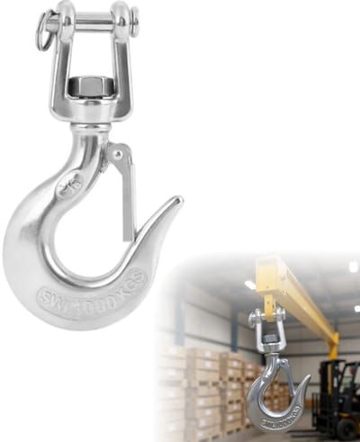 Dailygoods- Hijshaak 1000 kg - Roestvrij Staal - Flexibel - Grendelaccessoire - 15,5*8,5 cm - Duurzaam - Hefhaken