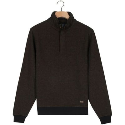 Baileys Trui Sweat Half Zip Two-Tone Jacquard Doubleface Interlock Donker Camel / male
