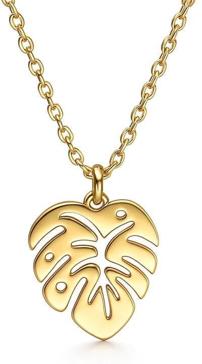 Verguld Palm Ketting - Goudkkleurig Ketting Palm - Goudkleurig Zilveren ketting - Verguld Echte Zilver 925 - Amona Jewelry