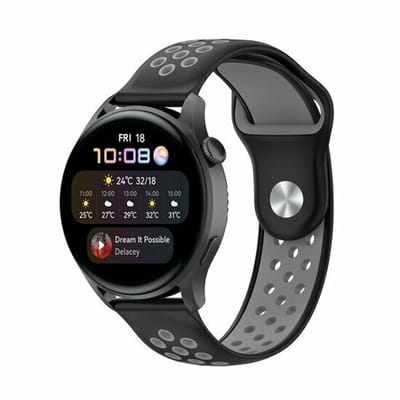 By Qubix - Sport Edition siliconen band - Zwart + grijs - geschikt voor Huawei Watch GT 6 / GT 7 / GT 6 pro / GT 7 pro - 46mm