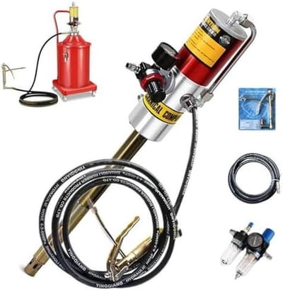 Pneumatische Vetpomp - Lucht Vetspuit - Efficiënt Smeren - 50:1 Compressie - 5 meter slang - Grijs