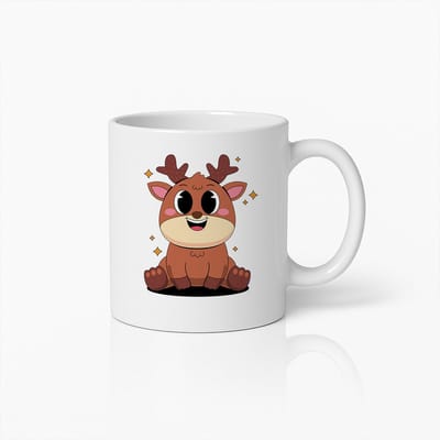 Schattige Baby Rendier Mok – Leuk Kerst Dieren Koffiekopje voor Kinderen en Feestdagenliefhebbers