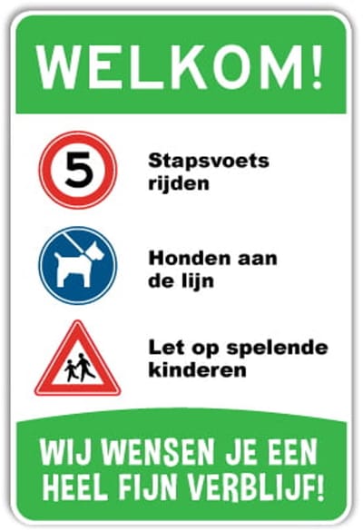 Parkeerbord Welkom - Weerbestendig Aluminium - 40x60 cm - Bevestiging: Zonder bevestiging (alleen het bord)