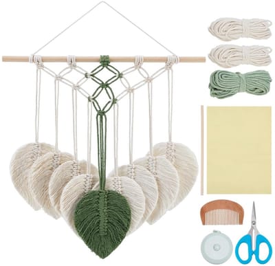 Dailygoody - Macrame Leaf Wall Hanging Kit - Bohemian Wanddecoratie - Perfect voor Thuis - Decoratie - Creatief - Wandversiering - Geschikt voor elke ...
