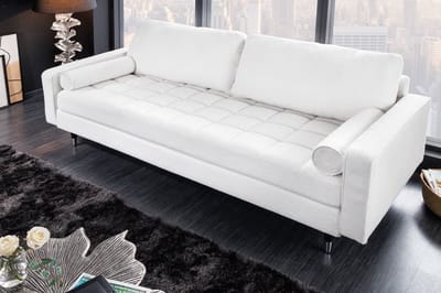 Design Teddy witte stof 3-zitsbank 220 cm zitting pocketvering met zwarte poten